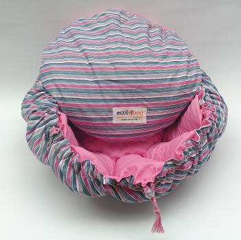 ecobag - gestreift innen rosa