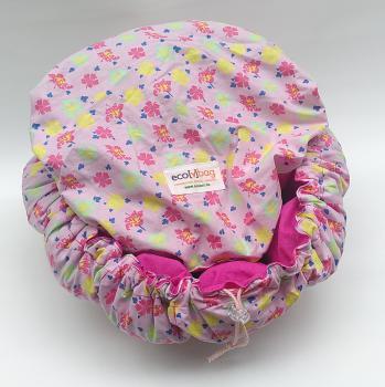 ecobag - Geblümt Rosa, innen Eosinrot