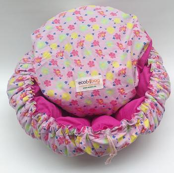 ecobag - Geblümt Rosa, innen Eosinrot