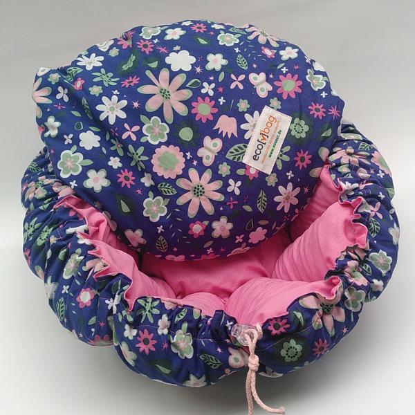 ecobag - Geblümt Blau innen Rosa