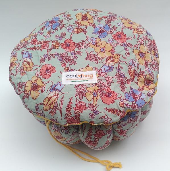 ecobag - Geblümt hellblau, innen Gelb