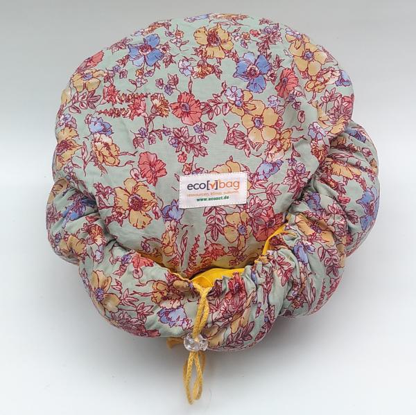 ecobag - Geblümt hellblau, innen Gelb
