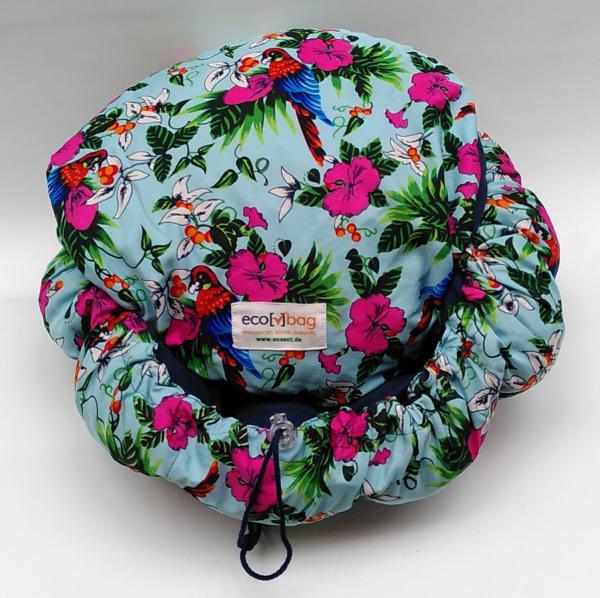 ecobag - Geblümt Tropic Papagai innen dunkelblau
