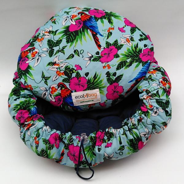 ecobag - Geblümt Tropic Papagai innen dunkelblau